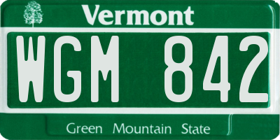VT license plate WGM842