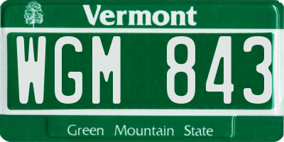 VT license plate WGM843