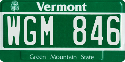 VT license plate WGM846