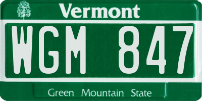 VT license plate WGM847