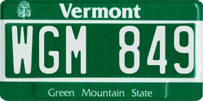 VT license plate WGM849
