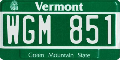 VT license plate WGM851