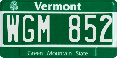 VT license plate WGM852