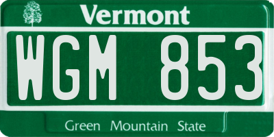 VT license plate WGM853