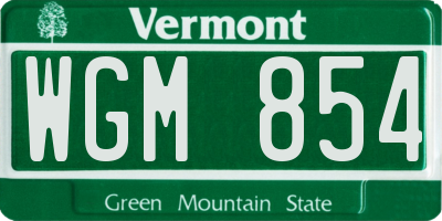 VT license plate WGM854