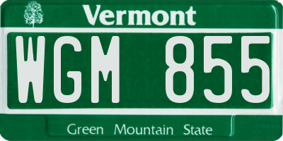 VT license plate WGM855