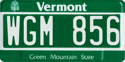 VT license plate WGM856