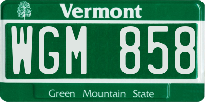 VT license plate WGM858
