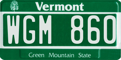 VT license plate WGM860