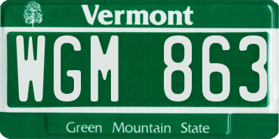 VT license plate WGM863