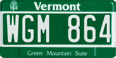 VT license plate WGM864