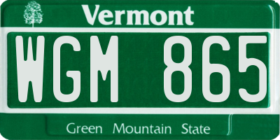 VT license plate WGM865