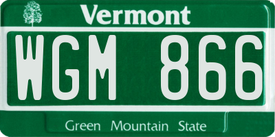 VT license plate WGM866