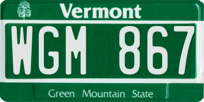 VT license plate WGM867
