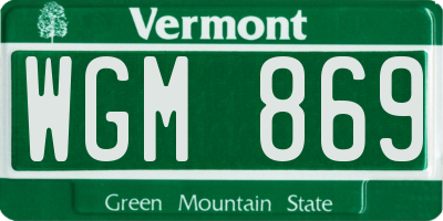 VT license plate WGM869