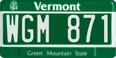 VT license plate WGM871