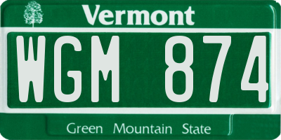 VT license plate WGM874