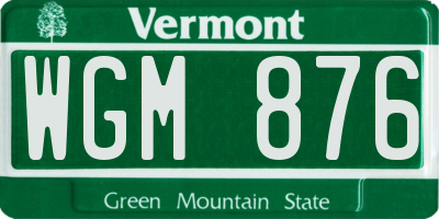 VT license plate WGM876