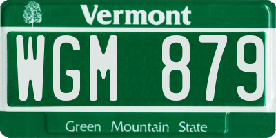 VT license plate WGM879
