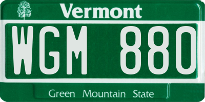 VT license plate WGM880