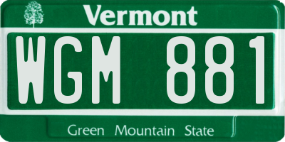 VT license plate WGM881
