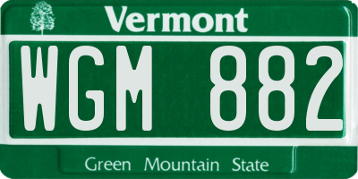 VT license plate WGM882