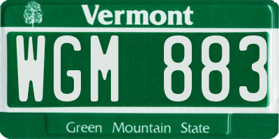 VT license plate WGM883