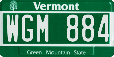 VT license plate WGM884