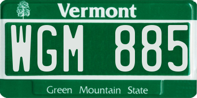 VT license plate WGM885