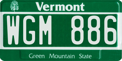 VT license plate WGM886