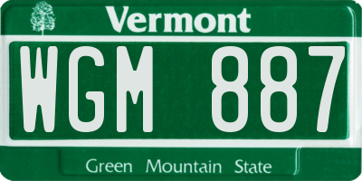 VT license plate WGM887