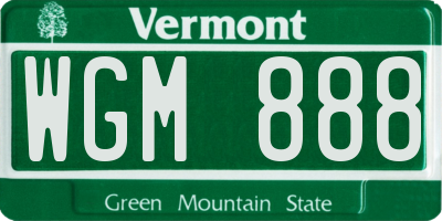 VT license plate WGM888