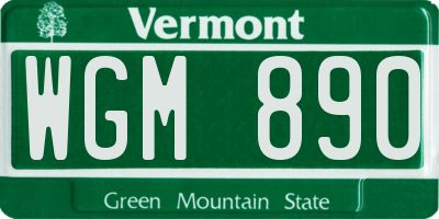 VT license plate WGM890