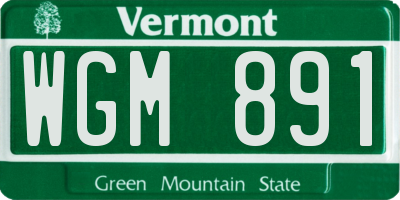 VT license plate WGM891