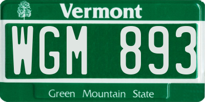 VT license plate WGM893