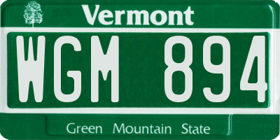 VT license plate WGM894