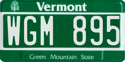VT license plate WGM895