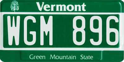VT license plate WGM896