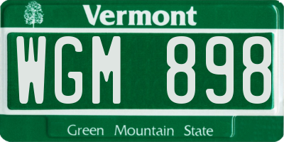 VT license plate WGM898