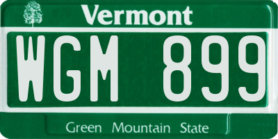 VT license plate WGM899