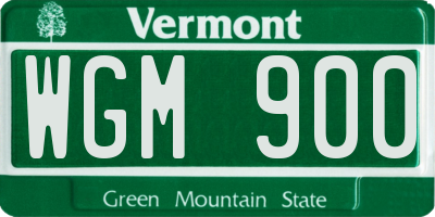 VT license plate WGM900
