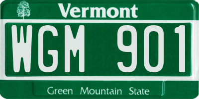 VT license plate WGM901