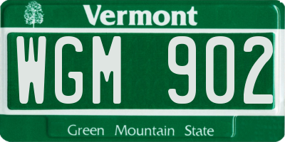 VT license plate WGM902