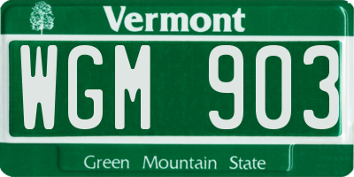 VT license plate WGM903