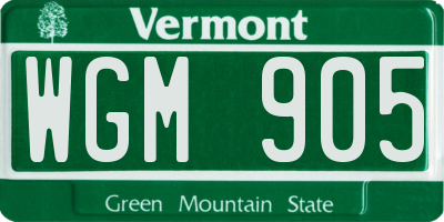 VT license plate WGM905