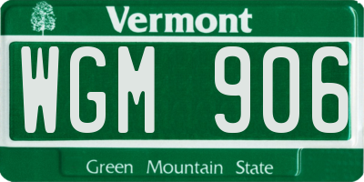 VT license plate WGM906