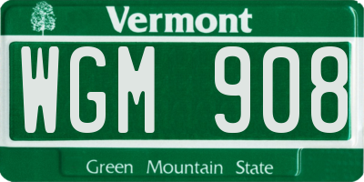 VT license plate WGM908