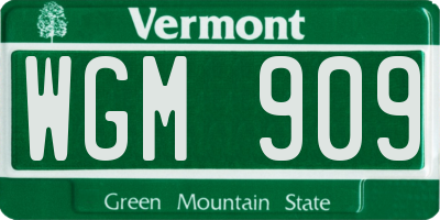 VT license plate WGM909
