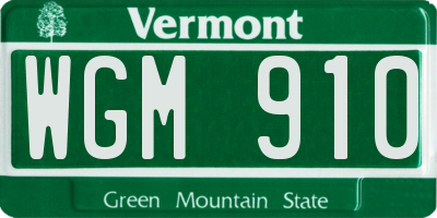 VT license plate WGM910
