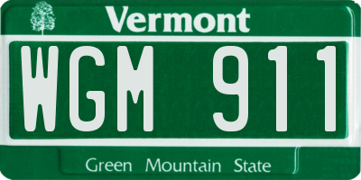 VT license plate WGM911